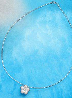 Witther原创设计中式拉丝花朵项链925银老钱风梅花吊坠链小众高级