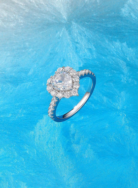 s925银围钻爱心钻石戒指女小众高