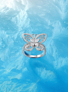 满钻蕾丝镂空蝴蝶戒指女小众高级