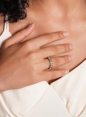 SOLDEVERANO蕃秀螺纹闪镶钻璀璨闪亮女时尚个性轻奢简约精致指环