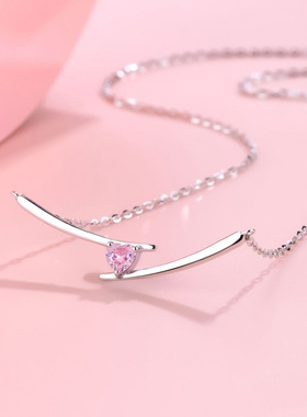 Witther原创高级感交叉筷子爱心项链时尚几何法式微笑吊坠锁骨链