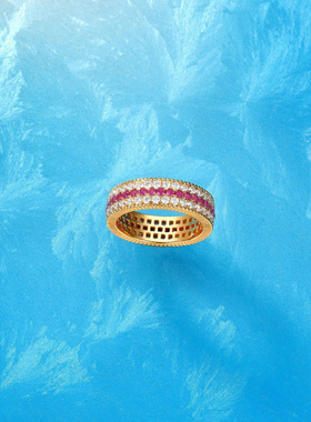 Witther原创设计红刚玉排钻满天星戒指小众925银轻奢指环秋冬新款