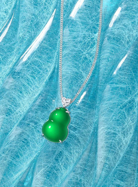Witther新中式祖母绿玉髓葫芦项链925纯银国风福禄吊坠锁骨链配饰