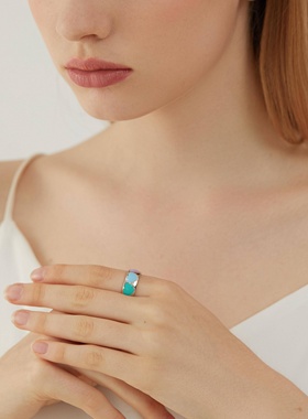 SOL DE VERANO蕃秀 撞色糖果戒指爱心珐琅彩银色甜美小众送女友