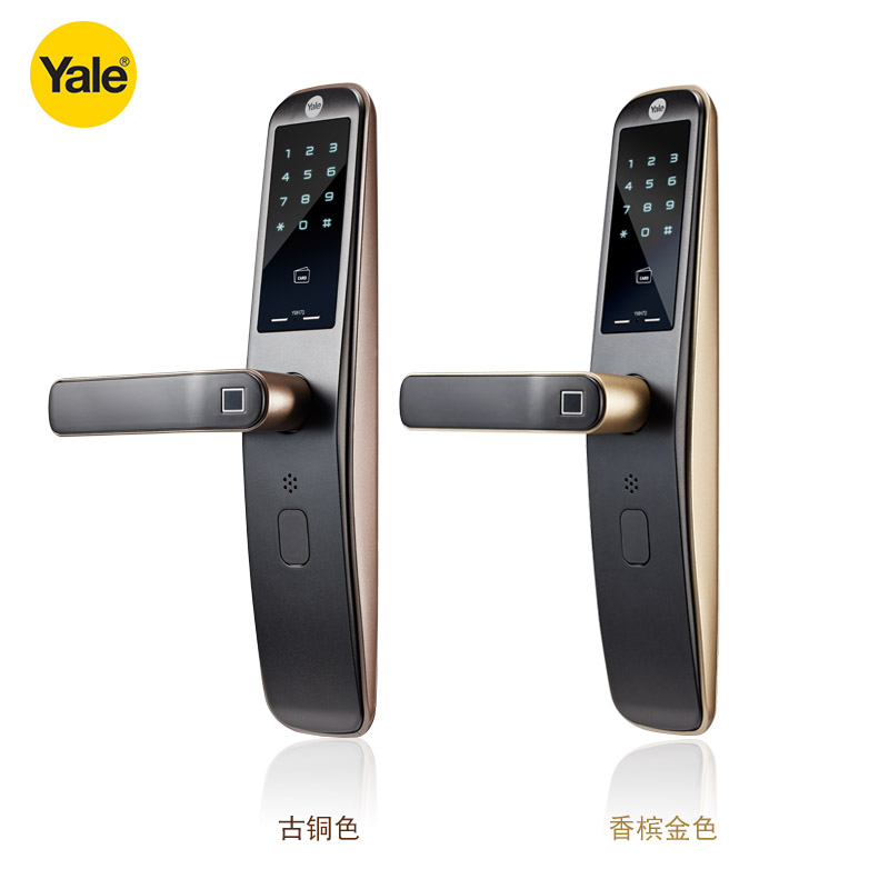 上海店耶鲁指纹锁ymh70防盗门卡锁yale手机密码锁家用智能电子锁