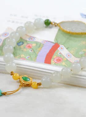 十目珠宝圆珠手链新疆和田玉籽料