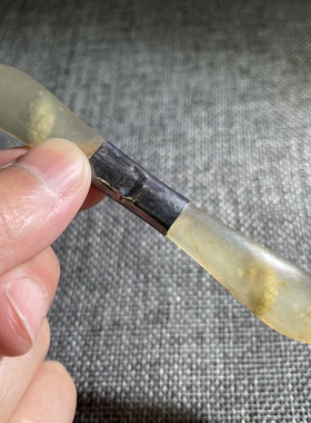 真品老包浆清代岫岩玉包老银双尖发簪头饰首饰民俗老物件保真保老