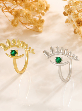 复古串珠开口戒指饰品恶魔之眼