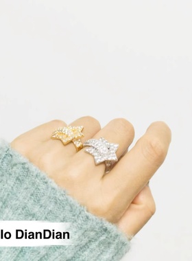 闪钻星星个性ins风网红开口戒指