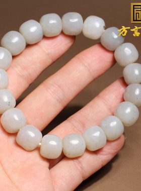 油润高脂含特殊黑铁矿石白玉手串