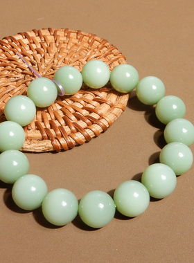 俄罗斯粉青猫眼碧玉12mm圆珠手串