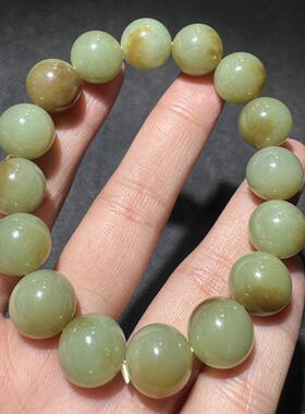 亮眼方言新疆和田玉精品老熟且末黄口带糖温润细腻12mm圆珠手串S6