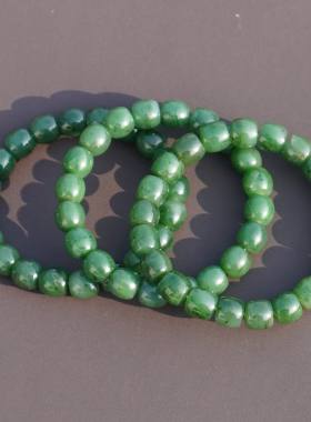 方言和田玉俄细润菠菜绿碧玉手串