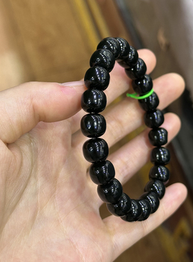好油润方言和田玉精品佩戴温润新疆黑青籽料9mm老型珠手串手链O