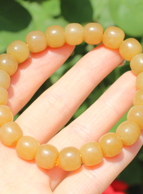 方言和田玉新疆且末料油润细腻高脂黄金糖玉10mm老型珠手串手链A6
