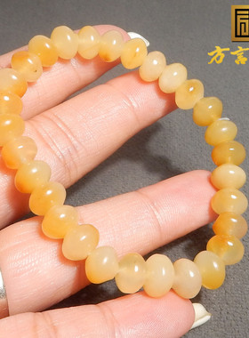 惊呆方言品牌和田玉精品特色唐河黄沁籽料算盘珠卡8mm手串手链R5