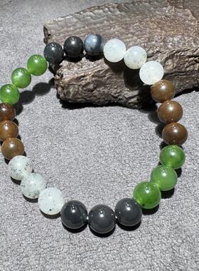 亮眼方言和田玉且末糖俄罗斯碧玉青花白玉青海烟紫多宝8mm手串S6