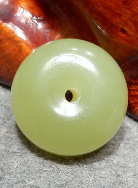 美滋滋方言和田玉精品温润新疆且末料黄口小平安扣配饰钥匙扣s7