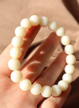 羊脂玉细润米达料卡10mm圆珠手链