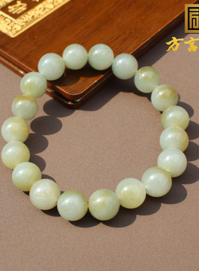 方言和田玉精品特色收藏级新疆且末油润细腻蓝调带糖手串手链A2