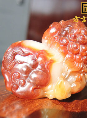 方言原生黄口籽料狮子吊坠把件