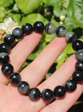 新疆和田玉青花籽料圆珠10mm手链