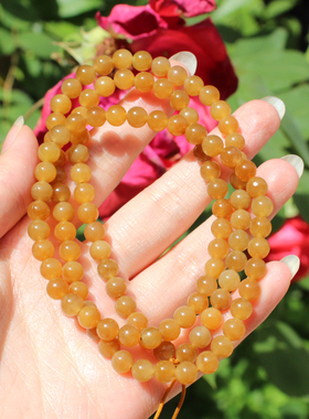新疆且末黄金糖玉6m圆珠多圈手串
