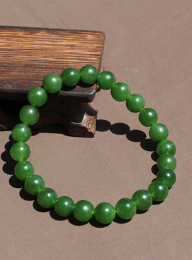 俄罗斯料菠菜绿碧玉8mm圆珠手串