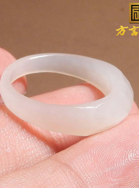 精品方言和田玉珍藏级新疆高油脂糯且末料羊脂白玉18-20mm戒指s11