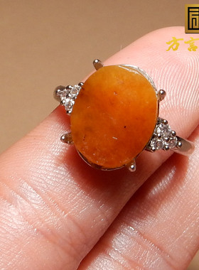 和田玉新疆老熟如酥黄沁籽料戒指