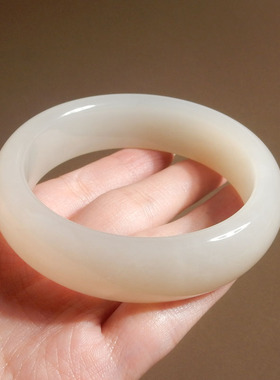 青海老坑料藕粉色卡59mm正装手镯