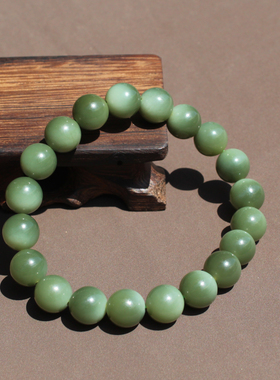 俄罗斯老料粉青碧玉10MM圆珠手串
