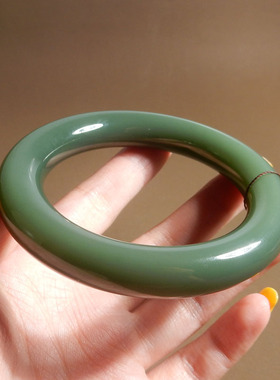 俄罗斯老坑粉青圆条手镯56mm手镯