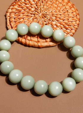 俄罗斯碧玉粉青微猫11MM手链手串