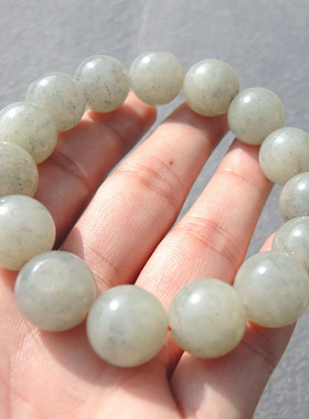 美哭了方言和田玉老熟新疆玉龙河点墨青花籽料留皮细腻15mm手串S