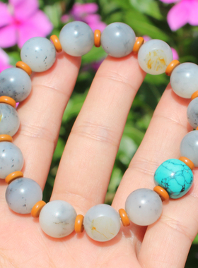 新疆老熟挂金皮点墨青花籽料手串