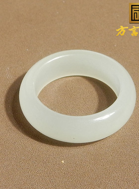 方言和田玉青海老坑料高冰细腻起荧光白冰底卡16.7mm精美戒指圈A2