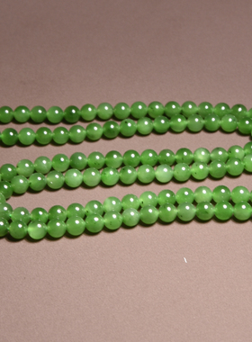 方言菠菜绿阳绿卡6mm圆珠项链