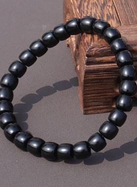 和田玉细腻漆黑如墨墨玉籽料手串