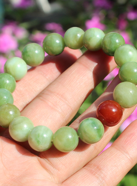 黄猫眼阳绿色12mm圆珠玉手链