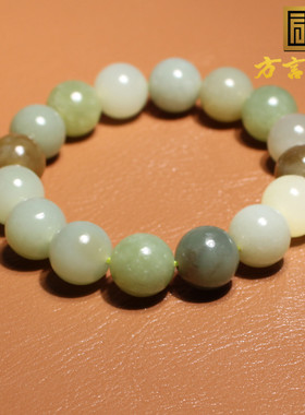 方言和田玉青花白玉黄口多宝手串