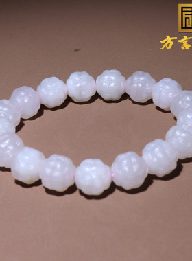 方言和田玉白玉烟紫底灯笼珠手串