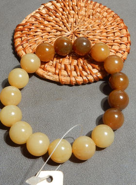 新疆且末红糖黄糖12mm圆珠手链