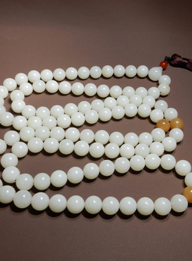 俄罗斯糖白双色12mm圆珠108手串