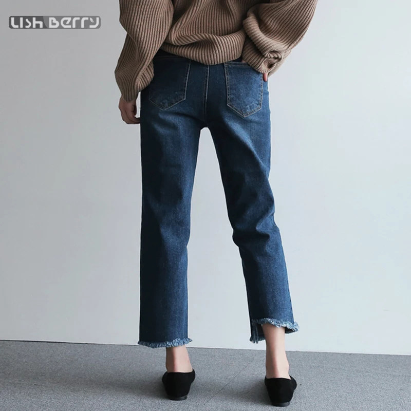 孕妇秋冬季外穿潮妈时尚打底牛仔裤 lishberry孕妇直筒裤