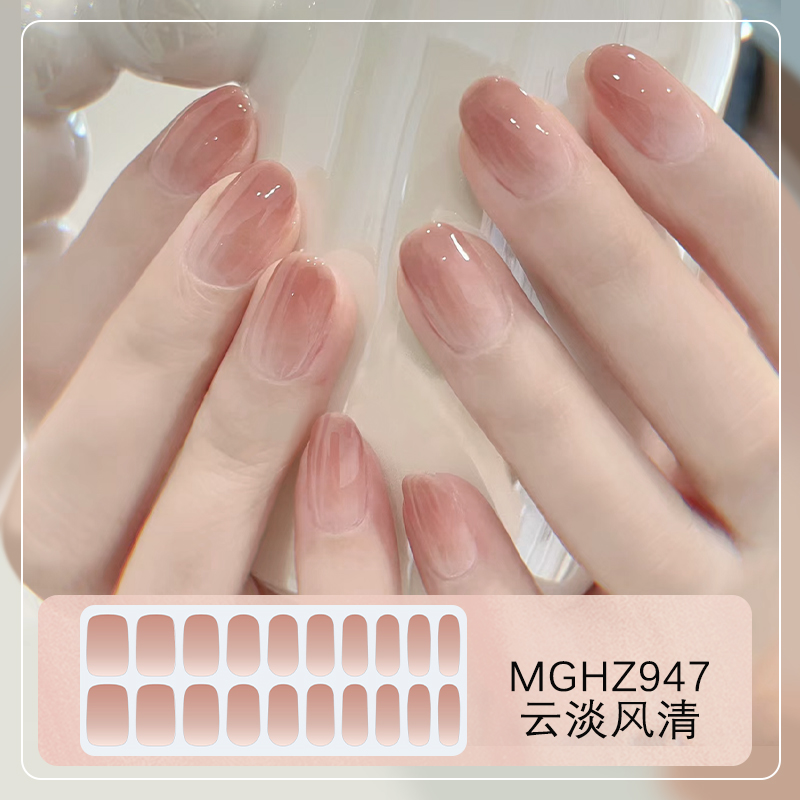 美盖UV指甲贴二代甲油胶贴烤灯贴纸凝胶半烤美甲贴片防水春夏24年 - 图3