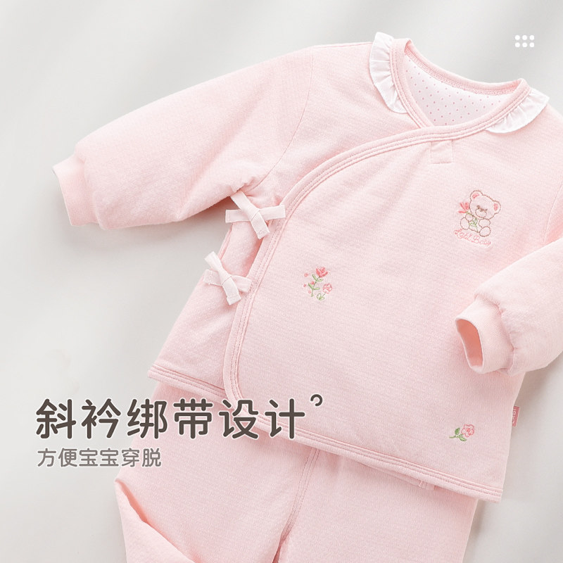 【商场同款】拉比童装套装2025新款春季男女童40g夹棉斜衿服套装