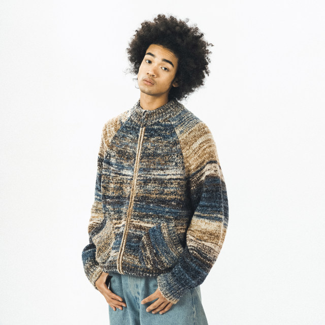 Turtleneck striped sweater cardigan 714street