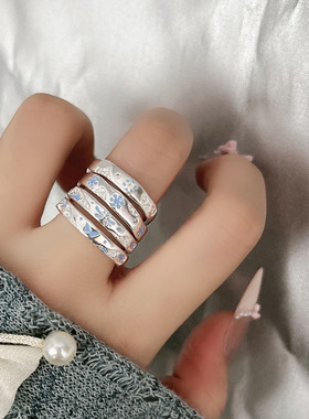 浪漫满分极简不规则肌理蓝色蝴蝶雪花戒指热卖小众设计感情侣指环