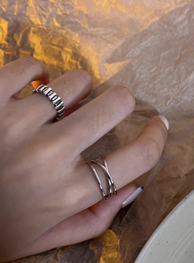 简约复古百搭开口戒指女个性气质小众设计感ins冷淡风食指环潮酷